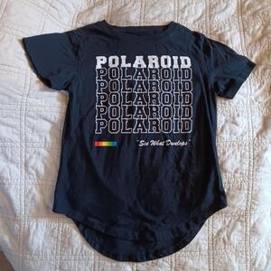 Polaroid Tee in Black with Colorful Logo
